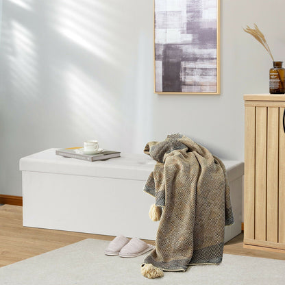 45 Inches Large Folding Ottoman Storage Seat-White