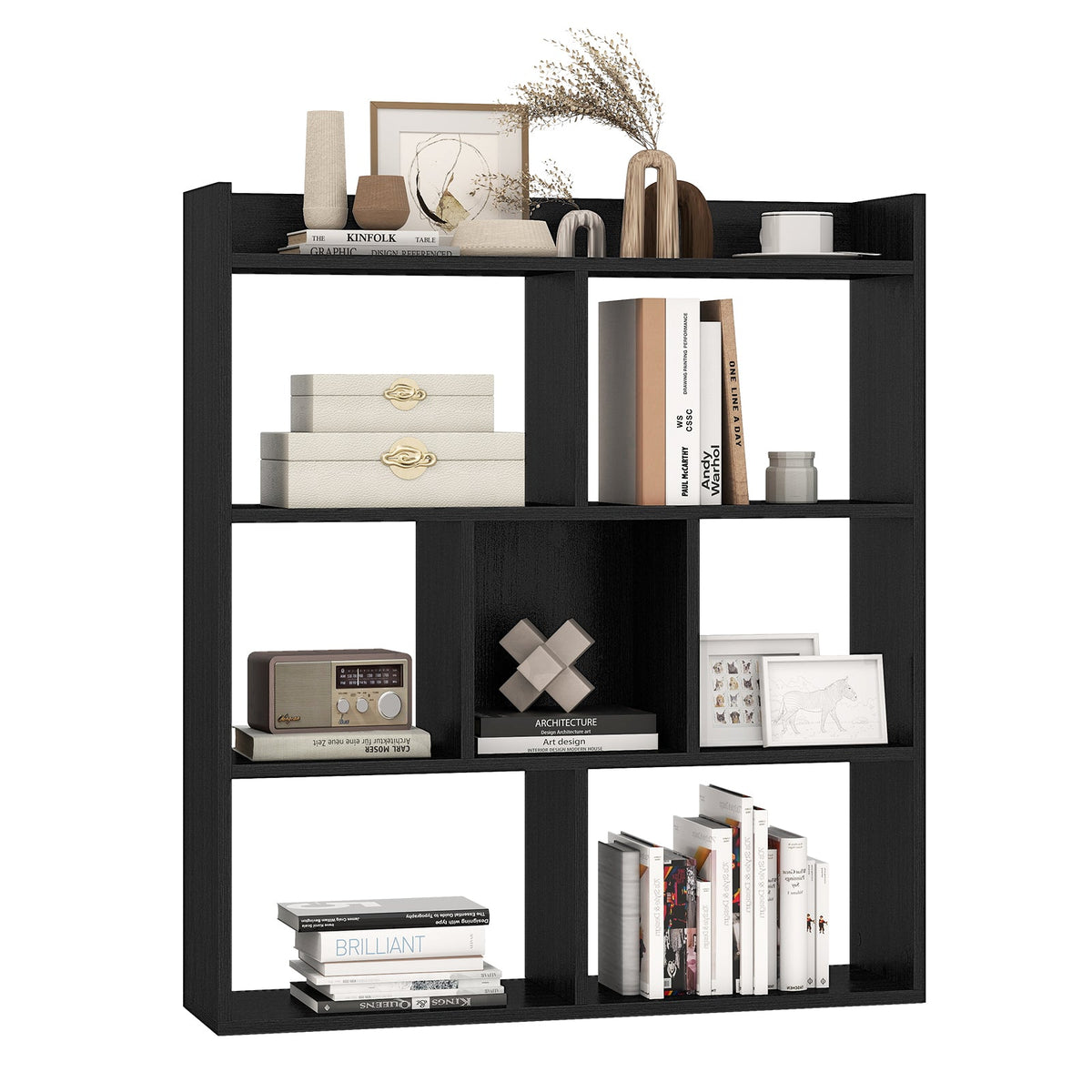 7 Cubes Open-back Bookshelf with Anti-Toppling Devices
