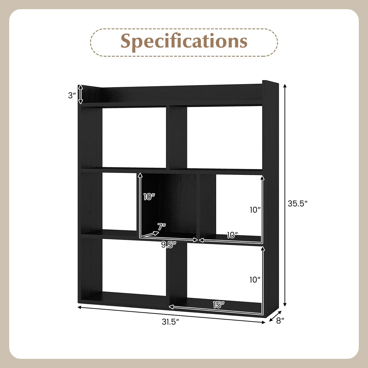 7 Cubes Open-back Bookshelf with Anti-Toppling Devices