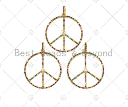 CZ Micro Pave Peace Symbol Pendant/Charm,sku#ML42