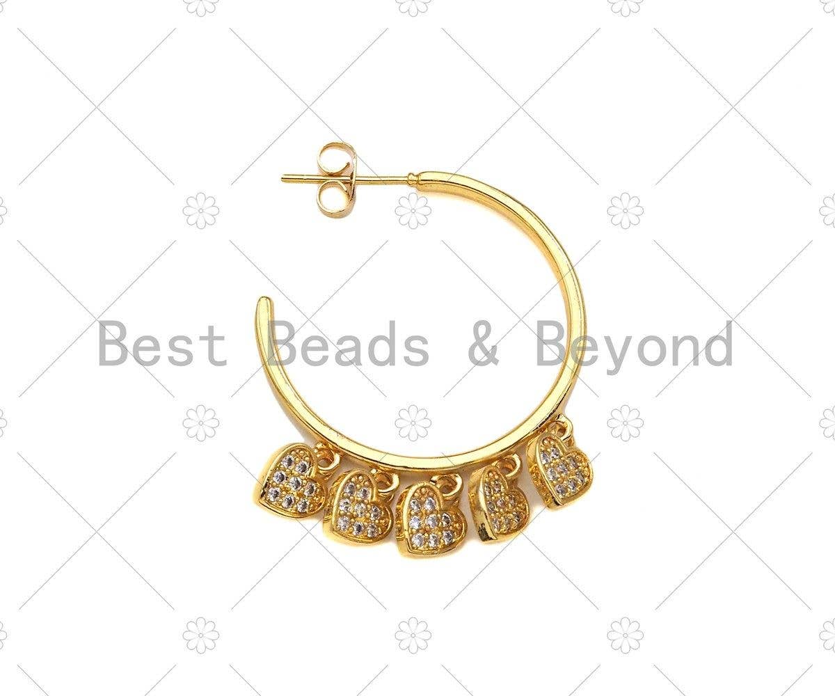 CZ Heart Hoop Earrings, Sku#LD83