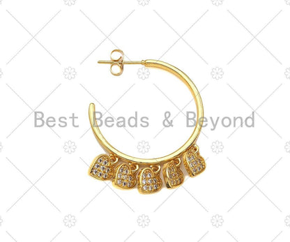 CZ Heart Hoop Earrings, Sku#LD83