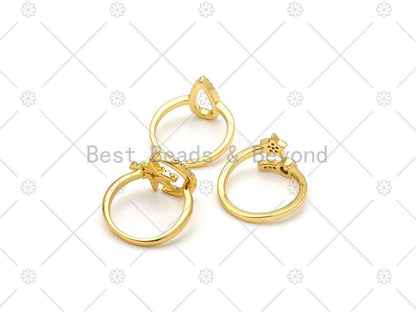 CZ Star Moon/Star/Teardrop Adjustable Ring, Sku#JL56