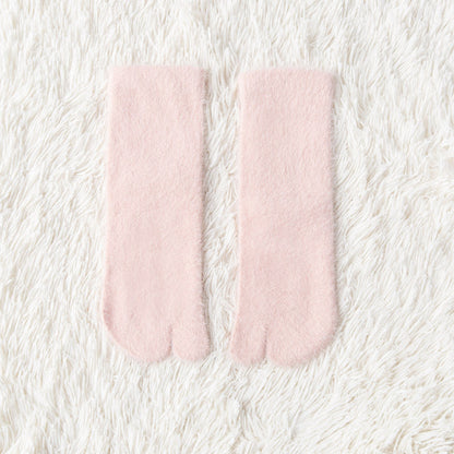 Women's Fleece-lined Thermal Winter Toe Socks Mid-calf Thick Warm