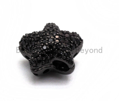 Black CZ Pave On Black Micro Pave Puffy Star Spacer Beads , Cubic Zirconia Star Spacer Beads,12mm, sku#C97