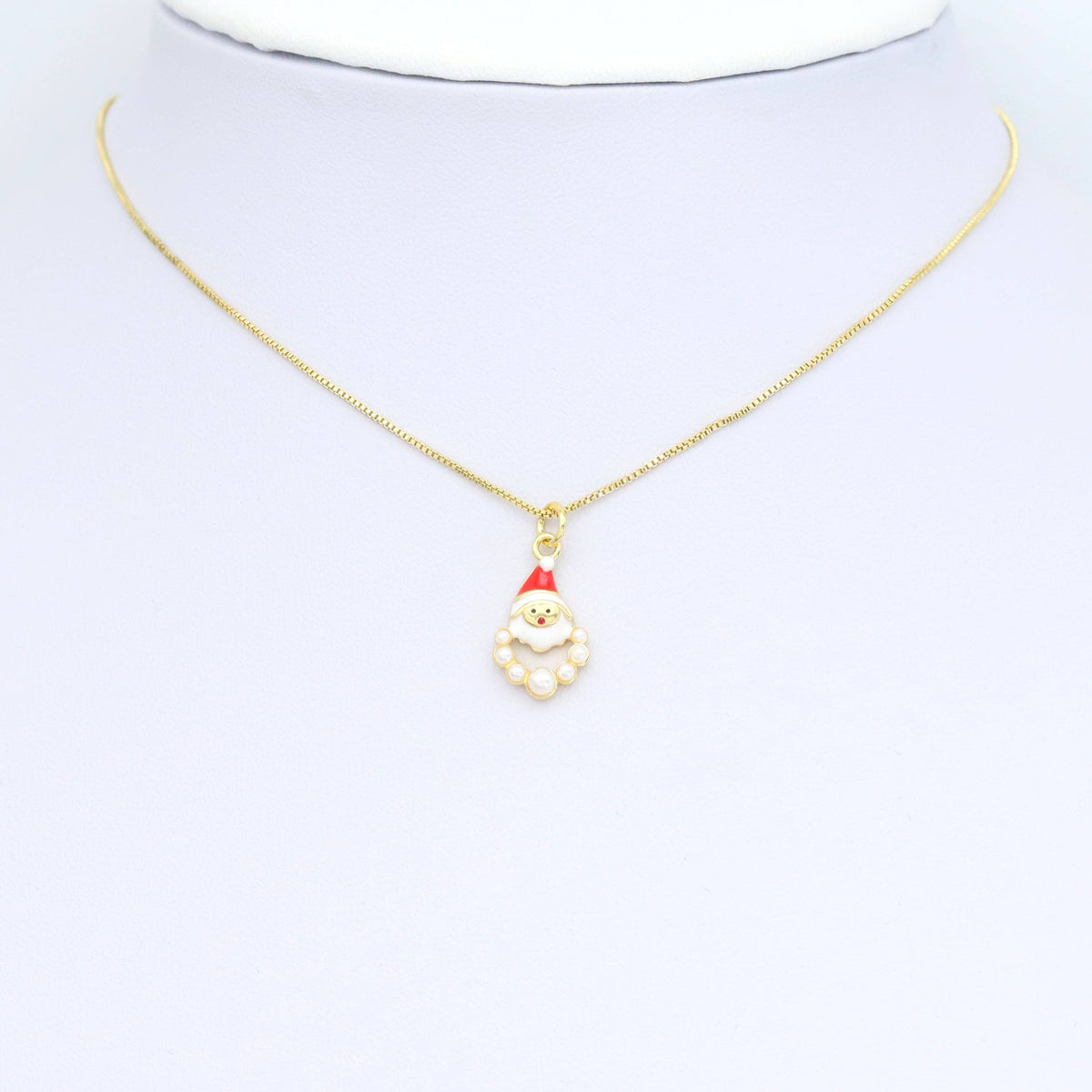 CZ  Enamel White Pearl Santa Claus Charm Pendant, SKU#LK952
