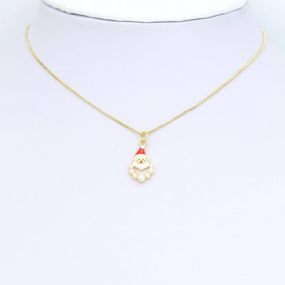 CZ  Enamel White Pearl Santa Claus Charm Pendant, SKU#LK952