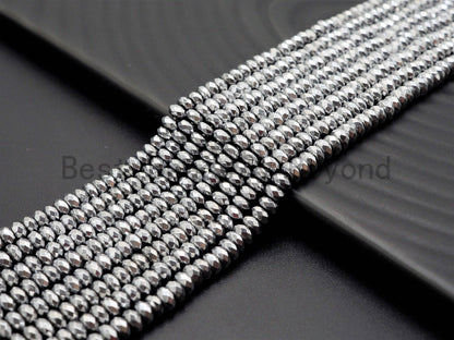 Quality Natural Silver Hematite beads,Rondelle Faceted Beads, Sku#S116