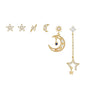 Multi Sets of Chic Star&Moon Earrings, 3-6pcs, 18k Gold Plated Stud Drop Hoop Huggie Cuff Chain, S925 Needle