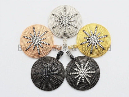CZ Micro Pave Large 36x39mm Star on Round Disc Pendant, F554