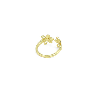 Daisy Flower Gold Silver Adjustable Ring, Sku#A196