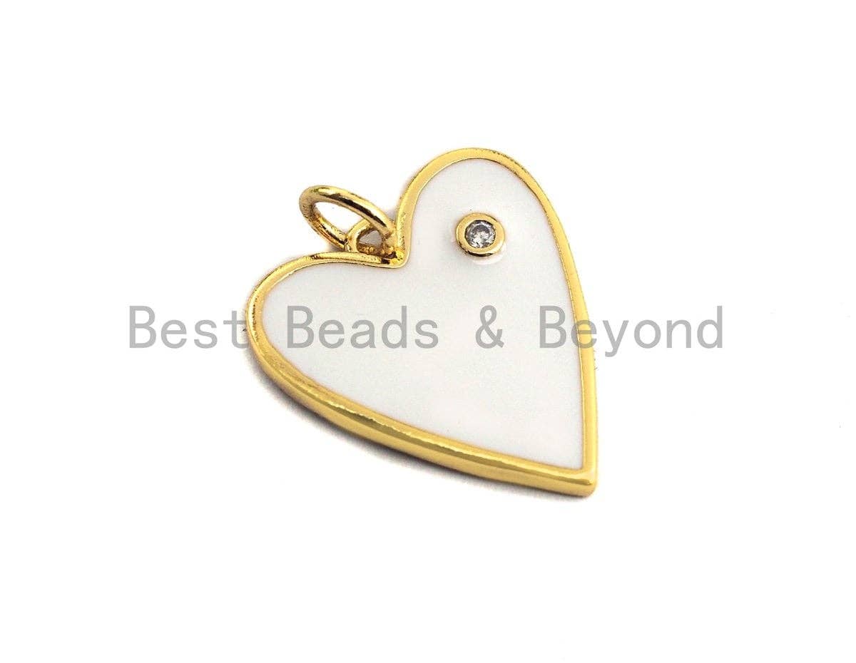 Enamel heart Pendant with CZ, Z412
