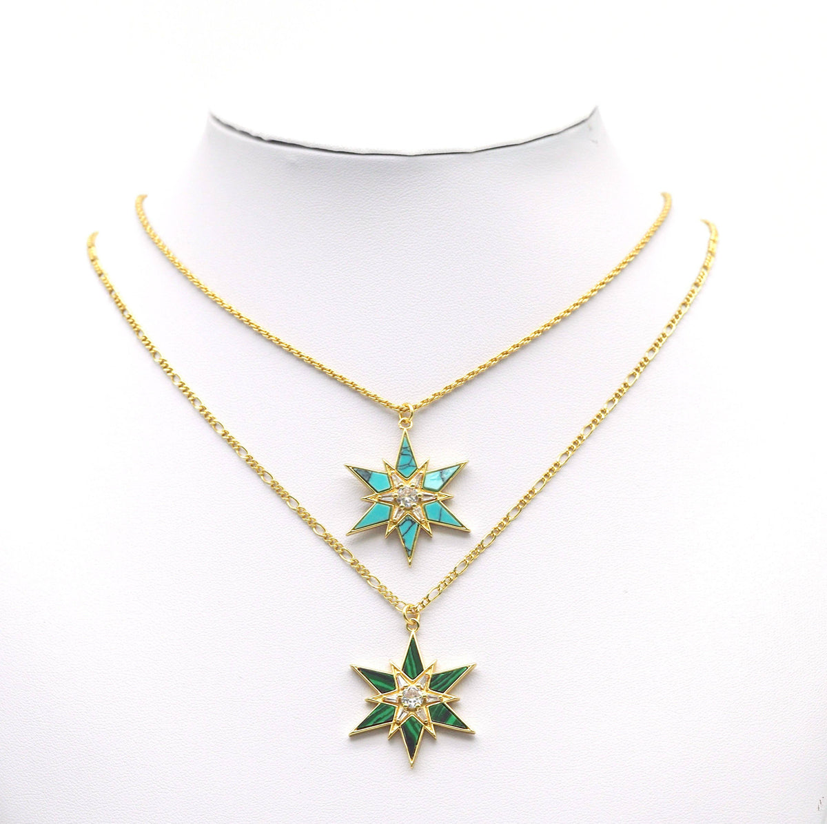 Abalone Turquoise Malachite North Star Charm, Sku#L683