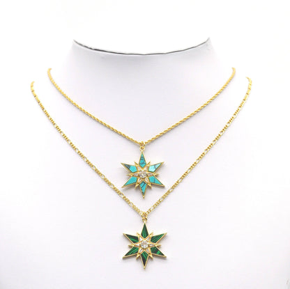 Abalone Turquoise Malachite North Star Charm, Sku#L683