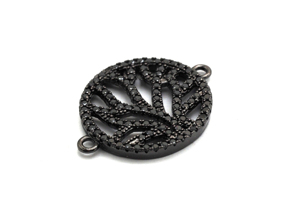 Black CZ flower Connector charm, sku#A92