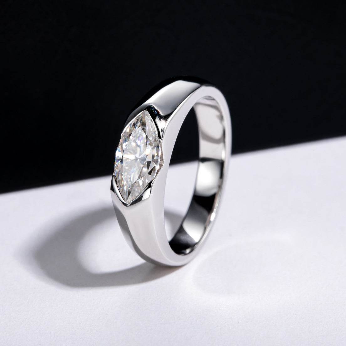 S925 18k Marquise Moissanite Wedding Engagement Ring, 5*10mm 1ct VVS D-Gragde Certified