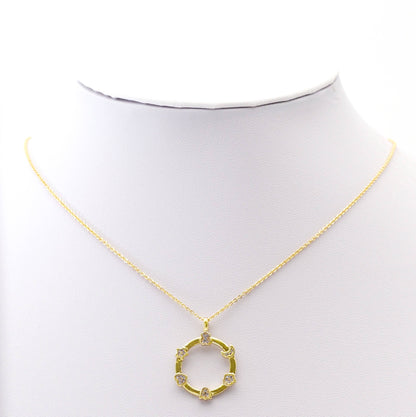 CZ Gold Heart Moon Star Flower On Round Ring Charm, Sku#LK766
