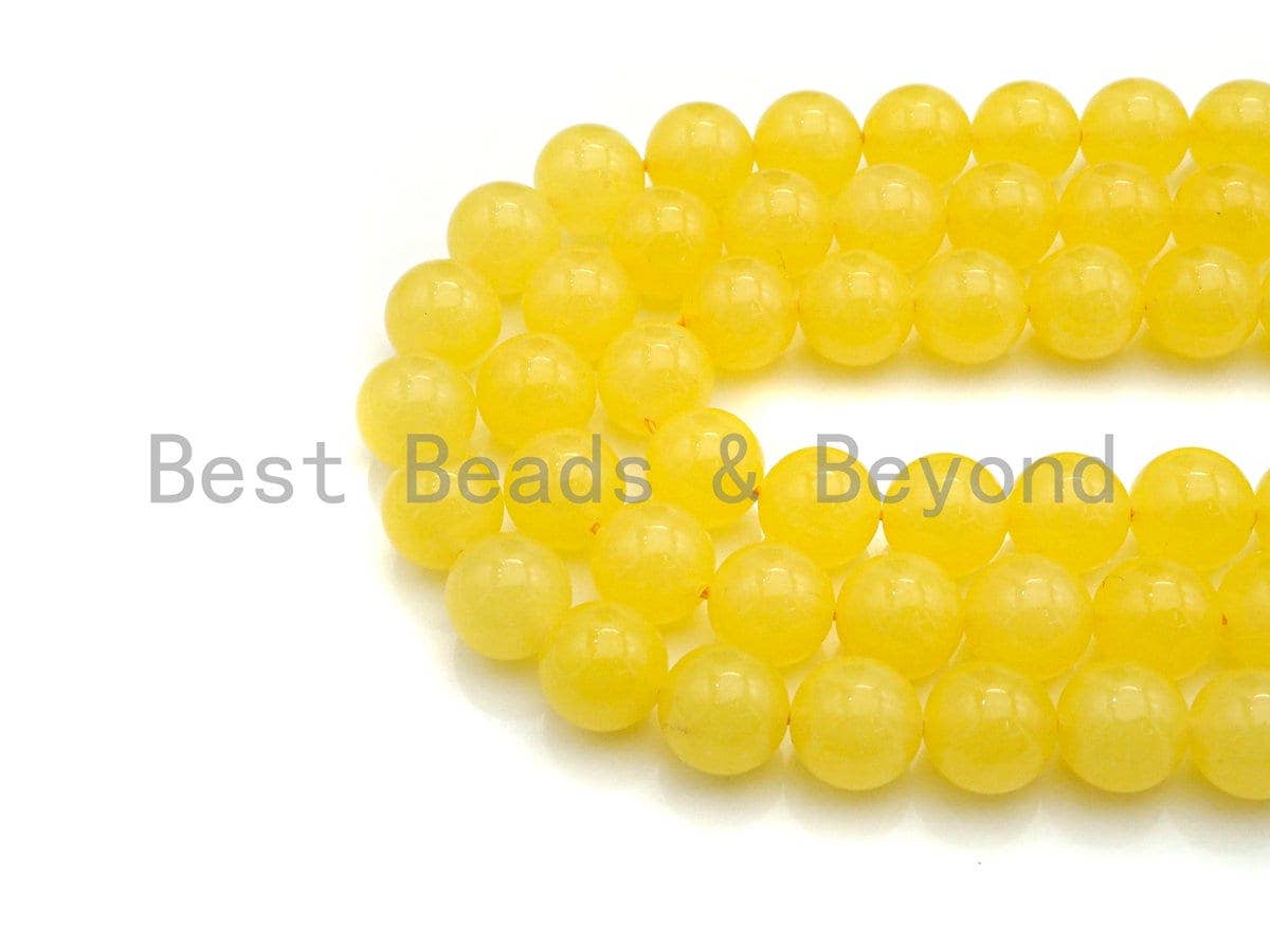 Natural Yellow Jade Round Smooth Beads,  6mm/8mm/10mm/12mm,