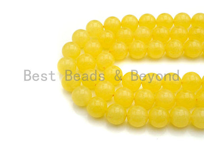 Natural Yellow Jade Round Smooth Beads,  6mm/8mm/10mm/12mm,