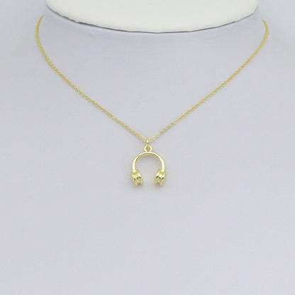Gold Headphone Shape Charm Pendant, Sku#LD698