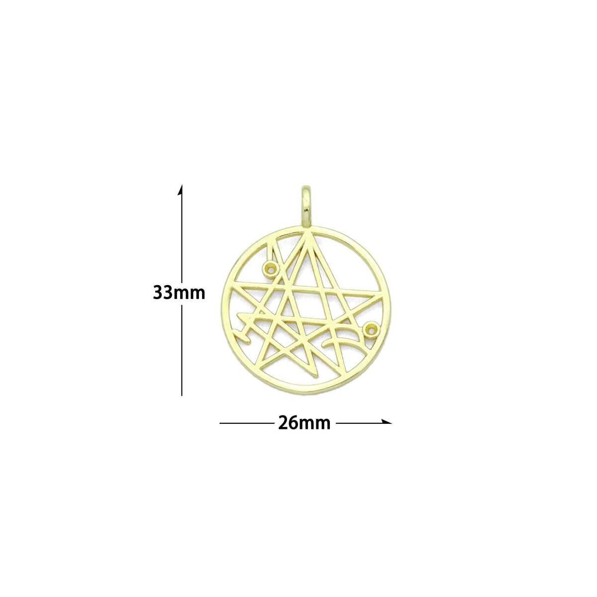 Filigree Star Round Charm Pendant, Sku#LK1196