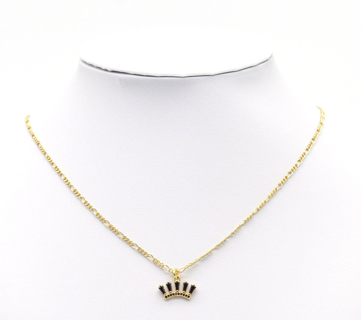 Gold Black CZ Crown Charm, Sku#LK663