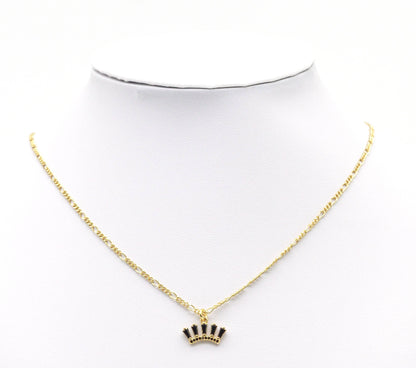 Gold Black CZ Crown Charm, Sku#LK663