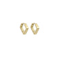 Gold Square Diamond Shape Geometry Huggie Earrings, Sku#A254