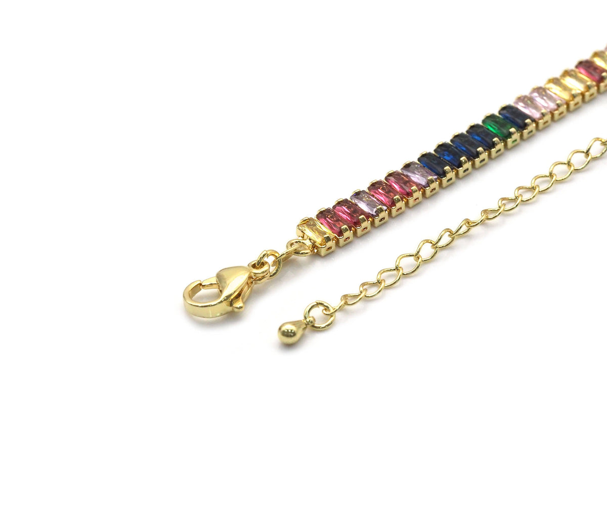 Thick Baguette CZ Tennis Chain Necklace,Sku#LD349