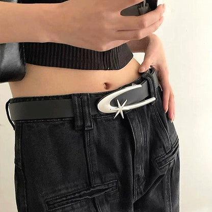 Versatile Belt For Women With Jeans New Crescent Moon Star Fashion