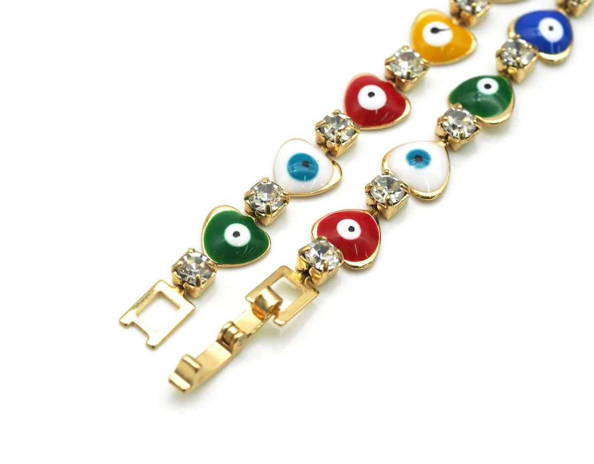CZ Evil Eye Heart Bracelet, sku#C129