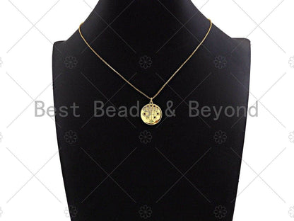 Colorful CZ Celebrition Star  Round Coin Pendant/Charm, Sku#L416