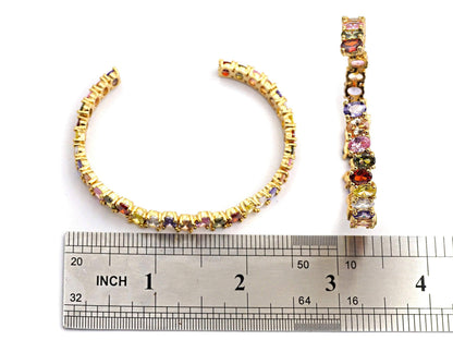 Colorful CZ Cuff Bracelet, Sku#X29