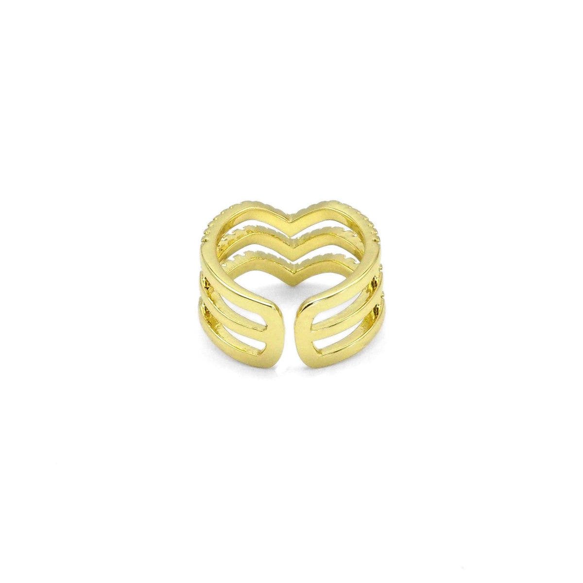 Gold CLear CZ Waveline Adjustable Ring, Sku#LD446