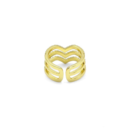 Gold CLear CZ Waveline Adjustable Ring, Sku#LD446