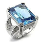 925 Sterling Silver Rhodium Ring – London Blue CZ Spinel Statement