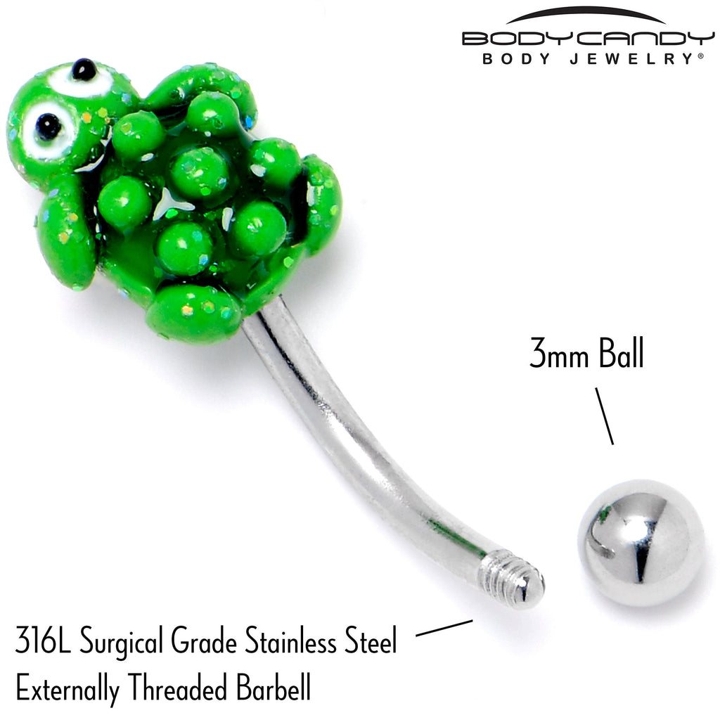 16G 5/16 Texture Turtle Curved Eyebrow Ring