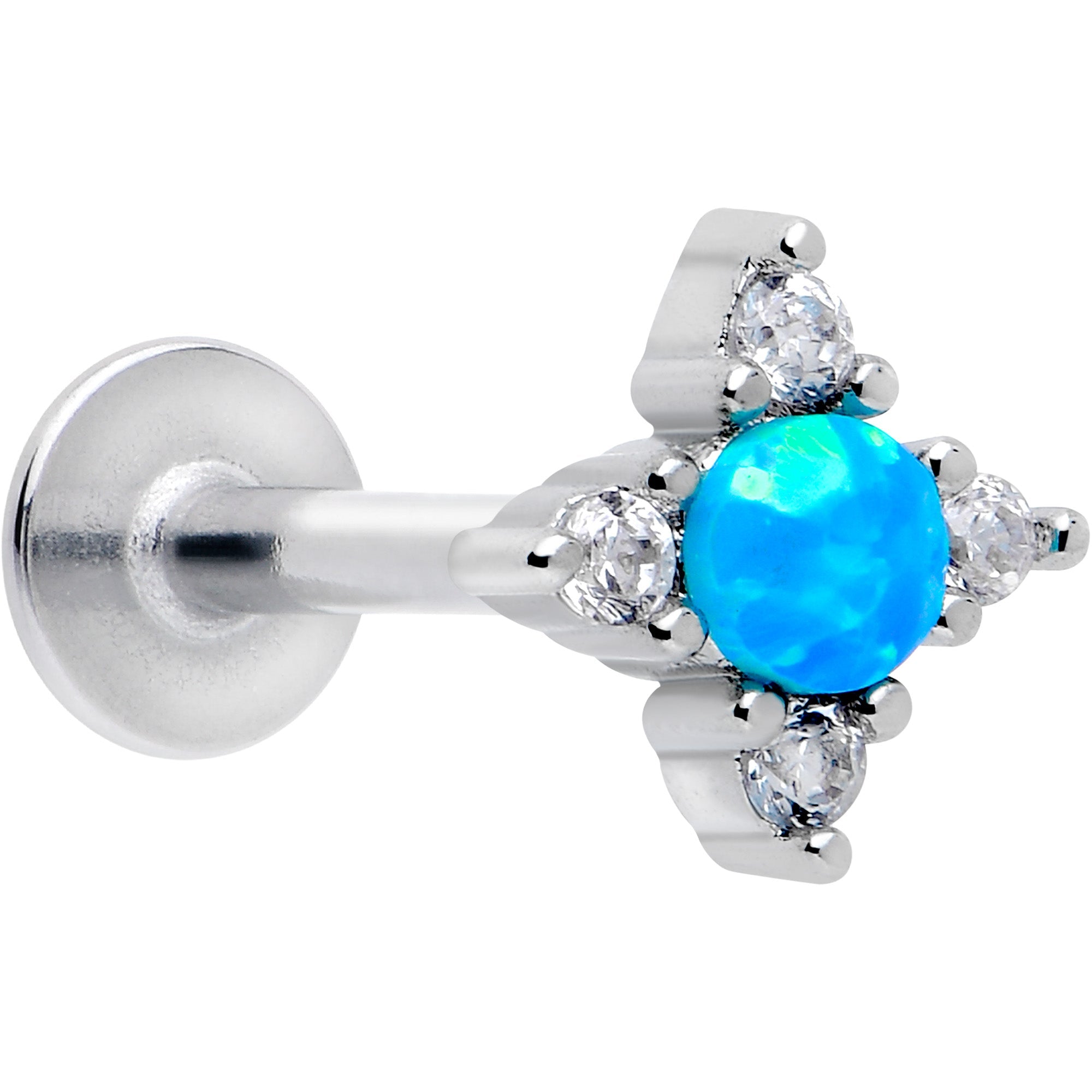 16G 5/16 Blue Synthetic Opal Rhombus Star Flatback Stud
