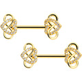 14G 1/2 CZ Gem Infinity Heart Barbell Nipple Ring Set