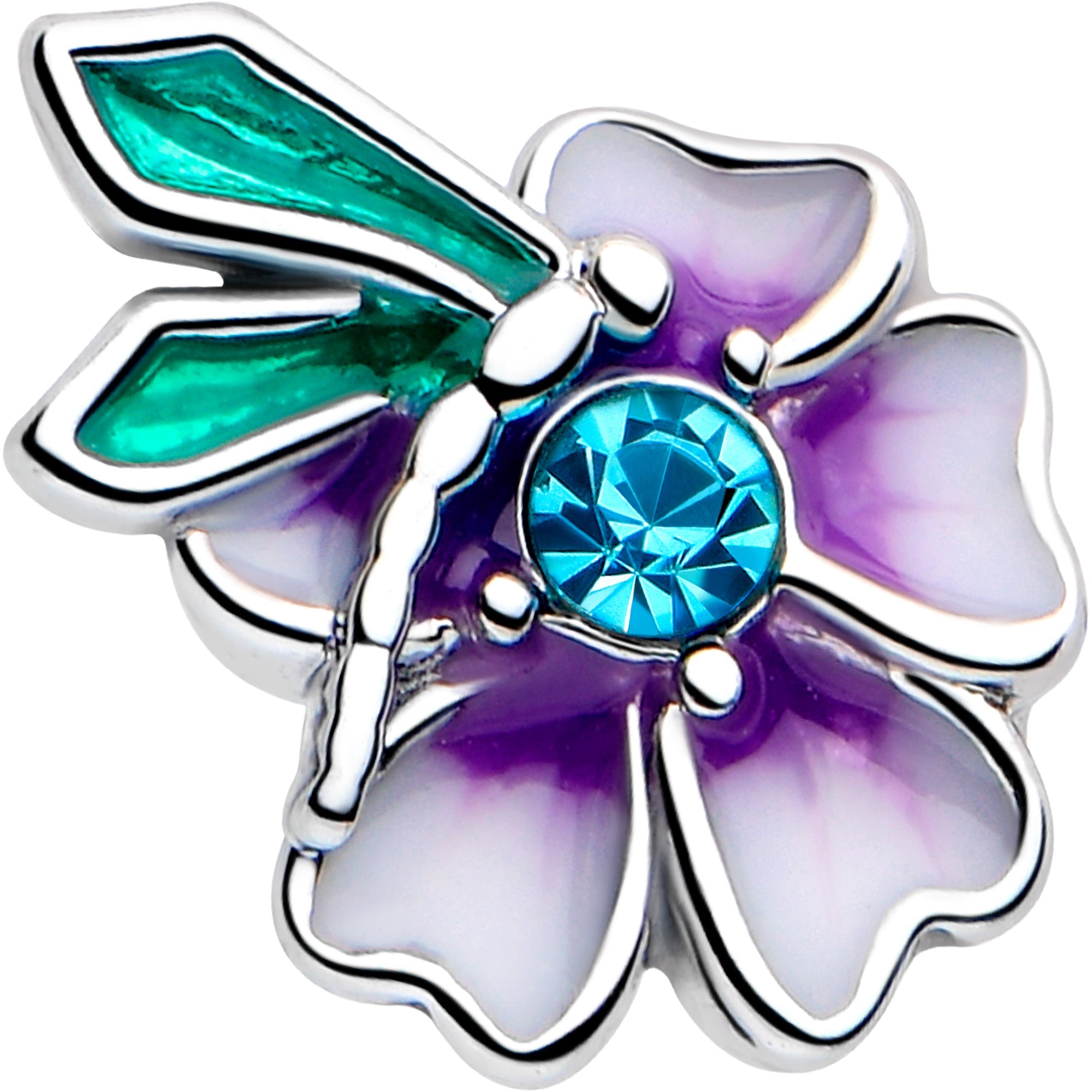 16G 1/4 Blue Gem Faerie Flower Purple Labret