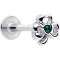 16G 5/16 Green Gem Heart Shamrock St Patricks Labret Monroe Tragus