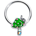 16G 3/8 Aurora Gem Fanciful Green Mushroom BCR Captive Ring