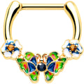 16G 5/16 Blue Gem Gold Tone Butterfly Colors Cartilage Clicker