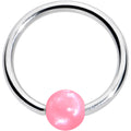 16G 3/8 Simple Opaque Pink Ball BCR Captive Bead Ring