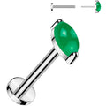 16G 5/16 Natural Green Onyx Oval Medical Grade Titanium Flat Back Earring