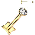 18G 5/16 3mm CZ Gem Gold PVD Medical Grade Titanium Reversible Flat Back Earring