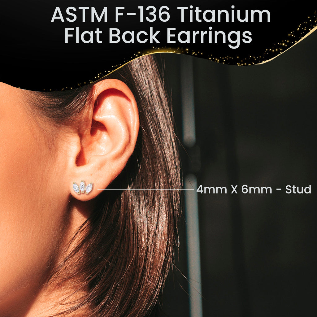 Titanium Flat Back Earring Trio Gem- 18G Threadless Reversible Heart