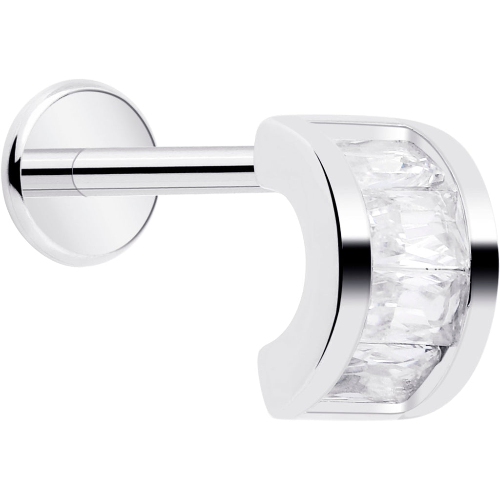 18G 5/16 CZ Gem Horseshoe Threadless Push In Labret Monroe Tragus