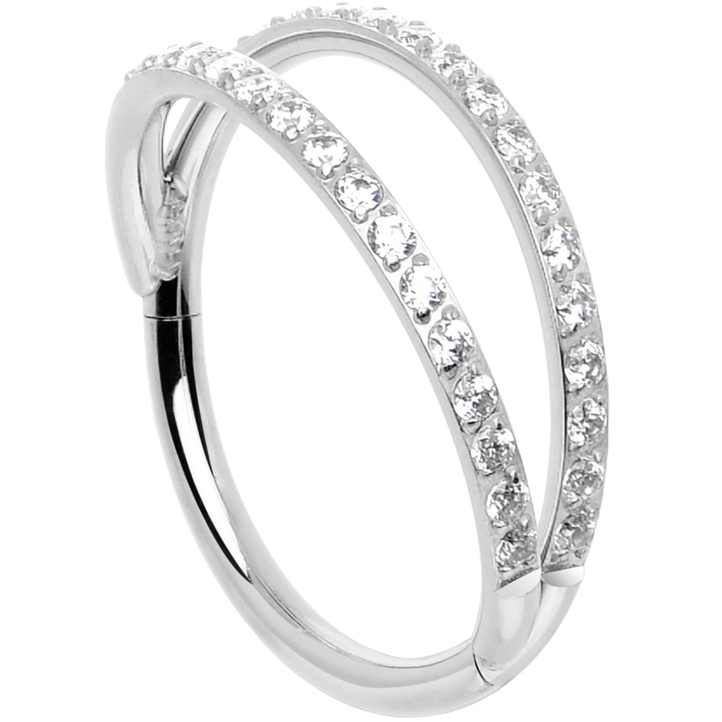 Micro Gem Titanium Hinged Double Nose Hoop