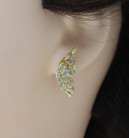 CZ Pave Butterfly Wing Stud Earrings, Sku#LD354